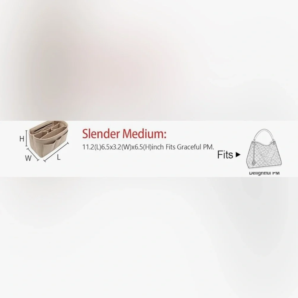 NWT Lexsion Felt Beige Purse Organizer in Slender Medium
